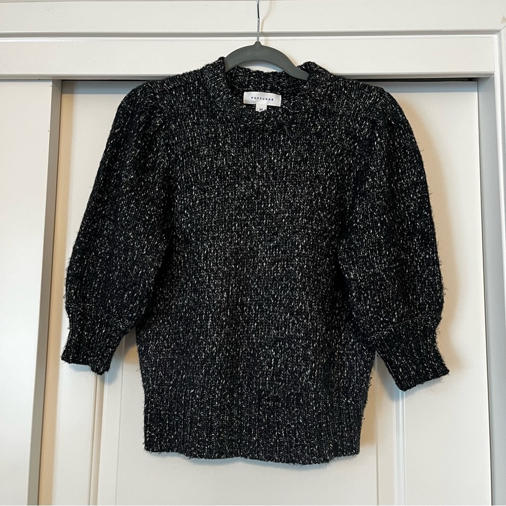 POPSUGAR Black/White 1/2 Sleeve Sweater